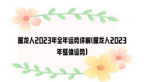 2023年手机壁纸:属龙人2023年运势详解（属龙人2023年总运势）